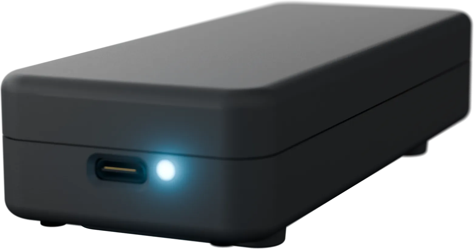 The CabinPulse device, its status light lit
